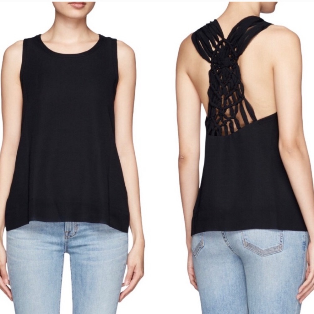 MAJE Braided Racerback Black Tank Top Size 1/Small